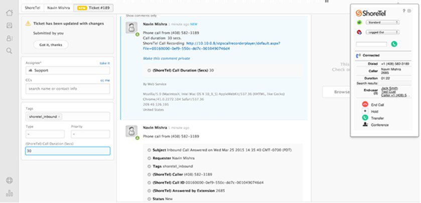 ShoreTel for Zendesk